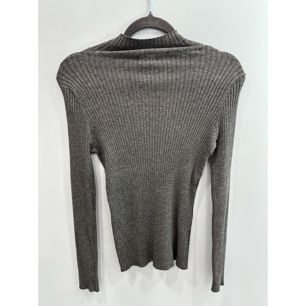 J. Envie New York Gray Ribbed Mock Neck Sweater Top S NWT Soft Stretch MSRP $209 - Picture 2 of 7